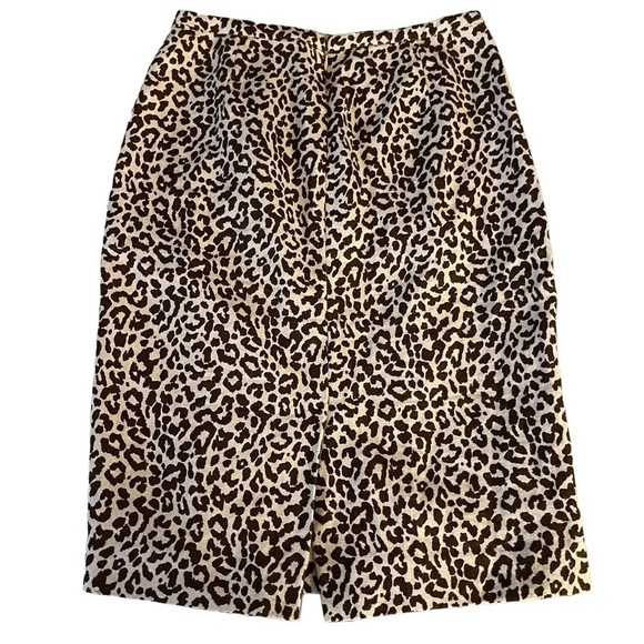 J. Crew Leopard Print Linen No. 2 Pencil Skirt Brown & Cream Sz 2 - Picture 4 of 12